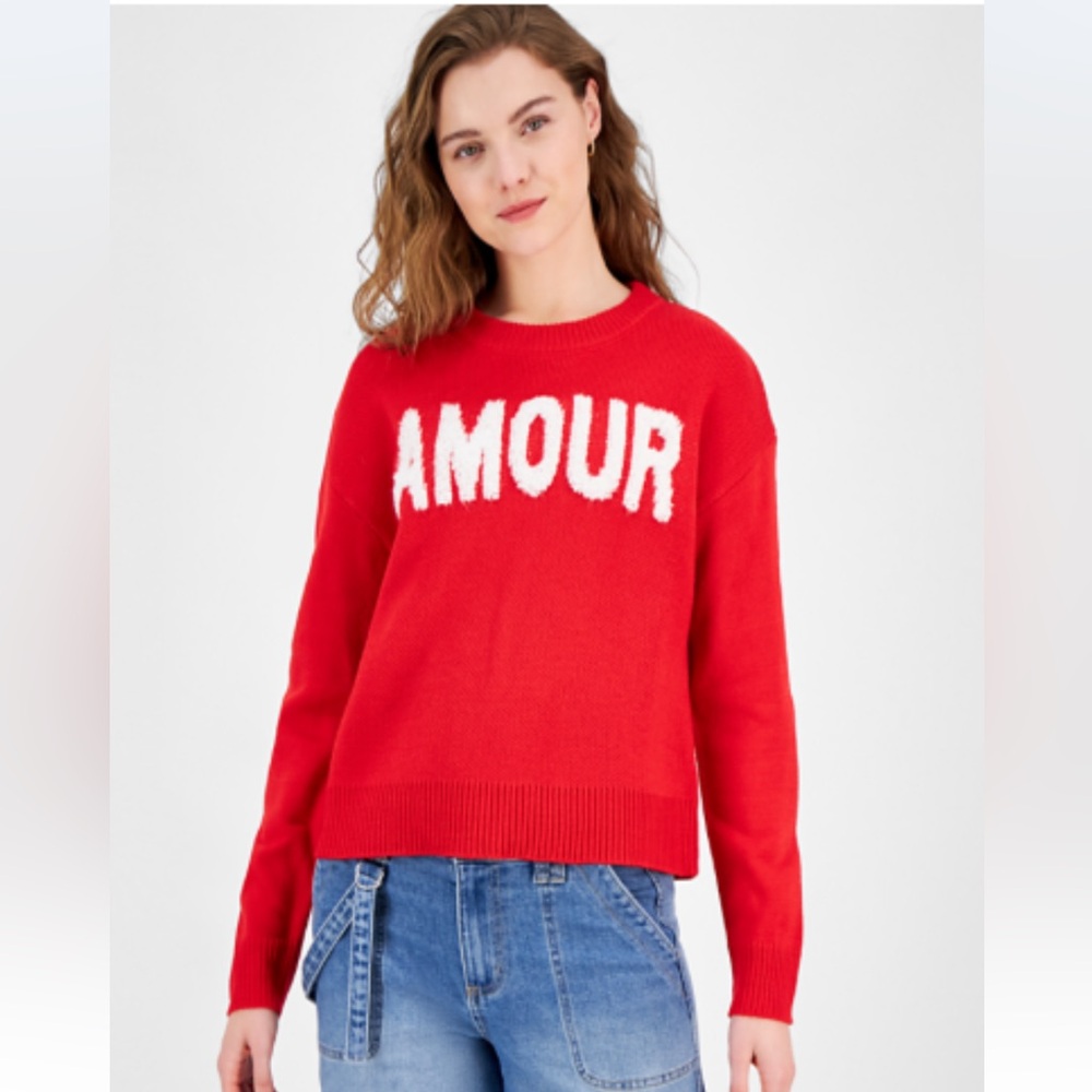Hooked Up by IOT Red 'Amour' Crew Neck Sweater